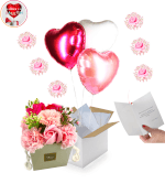 Vignette 1 Bouquet de 3 coeurs Roses à Personnaliser et son Bouquet de Fleurs de Savons by Livrer un Ballon