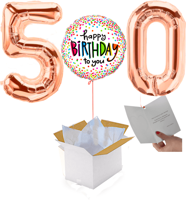 Image 1 Bouquet de Ballons Chiffres 50 + Happy Birthday By Livrer un Ballon