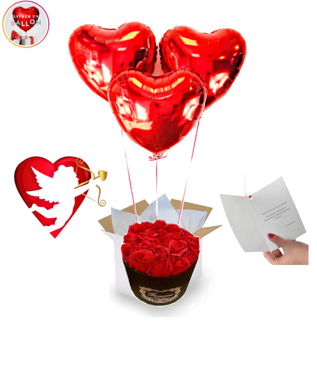 6 BALLONS COEUR ROUGE 25 CM