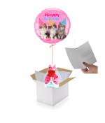 Vignette 1 Ballon Happy Birthday chattons+Ballotin Big Fraise Tagada