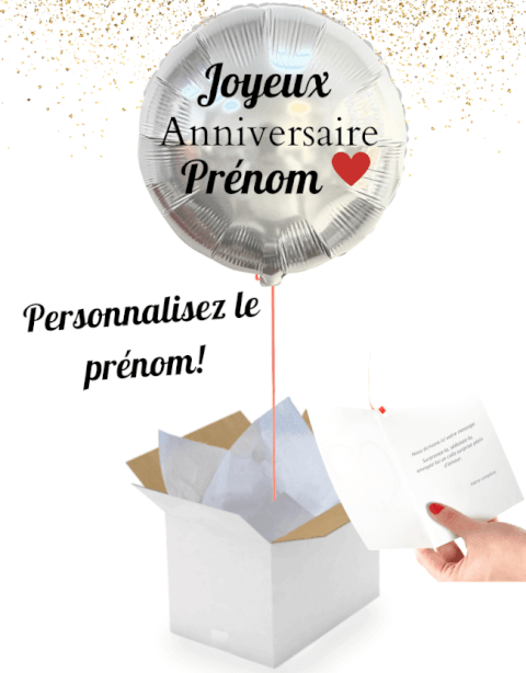 Ballon “Joyeux Anniversaire” Prénom Personnaliser – 45 cm