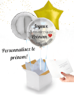 Vignette 1 Bouquet de 3 Ballons “Joyeux Anniversaire” Prénom à Personnaliser 