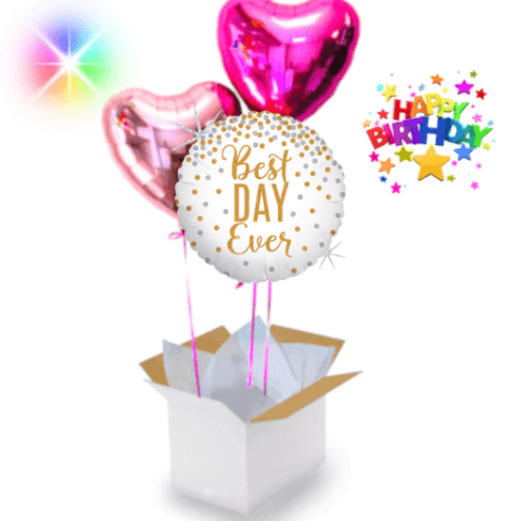Bouquet de Ballons "Best Day Ever" avec Cœurs – Cadeau Unique à Offrir