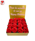 Vignette 1 Boite Metallique à personnaliser avec ses 16 Roses Rouges De Savon By Livrer un Ballon