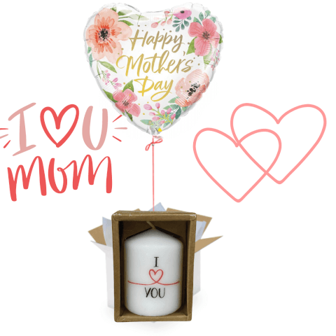 Ballon "Happy Mother's Day" avec Bougie "I Love You