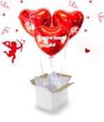 Vignette 1 Bouquet de Ballons Cœurs Rouges – Personnalisez Votre Message