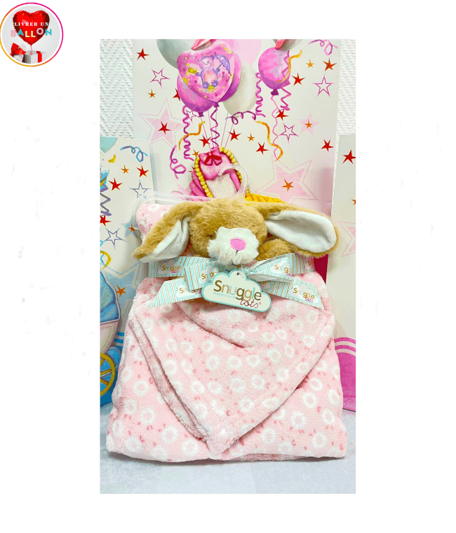 Image 1 Doudou Lapin rose Couverture  By Livrer un Ballon