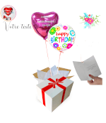 Vignette 1 Bouquet de 2 Ballons Happy Birthday Fleury+Ballon Coeur rose à Personnaliser By  Livrer un Ballon