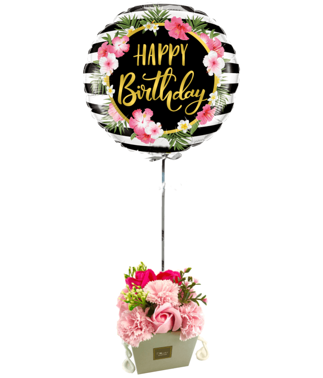 Image 1 Ballon Happy Fleuries+Bouquet de roses de Savon
