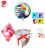 Vignette 1 Ballon Happy Birthday Toucan + Bouquet de Fleurs de Roses Savon By Livrer un Ballon