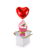 Vignette 1 Fleurs roses savon + coeur couge