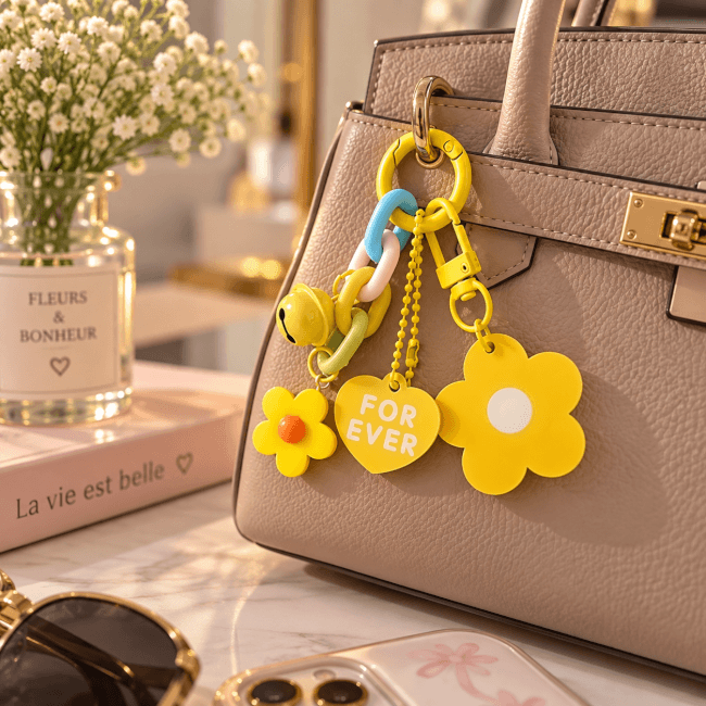 Image 1 Porte-clés fantaisie « For Ever » – Fleurs jaunes