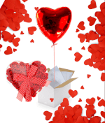Vignette 1 Ballon coeur rouge accompagné d'un coeur 24 roses rouges de savon