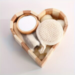 Vignette 1 Ensemble de bain en forme de cœur en bois – Douceur, bien-être et tendresse
