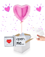 Box Ballon Cœur Rose & Porte-Bonheur “Open Me”