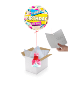 Vignette 1 Ballon Happy Birthday Pop Art+Ballotin de Big Fraise Tagada
