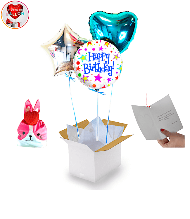 Image 1 Bouquet de Ballons Happy Birthday Etoiles+Ballotin de Fraise Tagada By Liver un Ballon