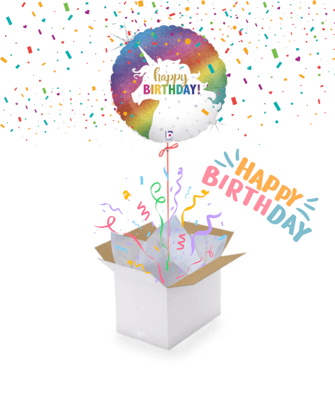 Ballon Happy Birthday Licorne 45 cm gonflé 