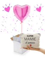 Vignette 1 Box Ballon Cœur Rose & Trousse “Super Mamie d’Amour”