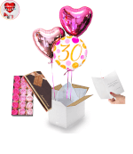 Vignette 1 Bouquet de Ballons 30ans Rosé Doré+Coffret de 18 Roses De Savons. By Livrer un Ballon