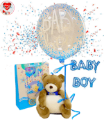 Vignette 1 Ballon Baby Boy+ Peluche ourson Bleu et sa couverture toute douce By Livrer un Ballon