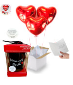 Vignette 1 Bouquet de 3 Ballons Coeurs Rouges + Bougie"toi et moi,c'est le big love"Bracelet Surprise By Livrer un Ballon