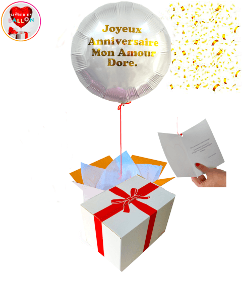 Ballon Hélium Blanc de 45 cm - Personnalisable avec Texte de Votre Choix
