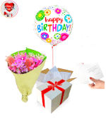 Vignette 1 Ballon Happy Birthday Fleurie + Bouquet de Fleurs Eternelles By Livrer un Ballon