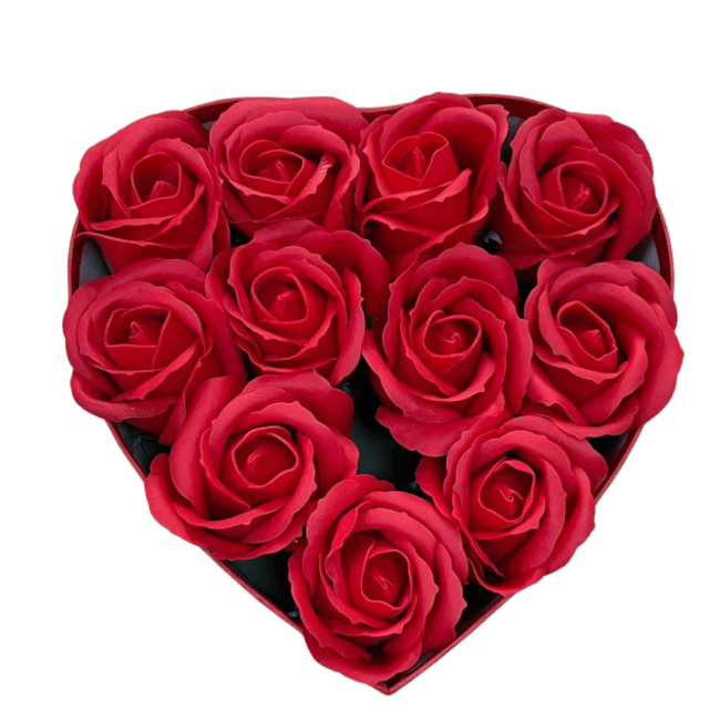 Image 1 Boîte de 11 Roses Rouges de Savon Personnalisables pour la Saint-Valentin