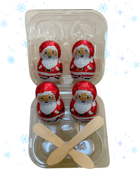 Lot de 4 Pères Noël 100 % Chocolat – À Manger à la Cuillère !