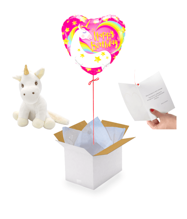 Image 1 Ballon Happy Birthday Licorne +Peluche Licorne