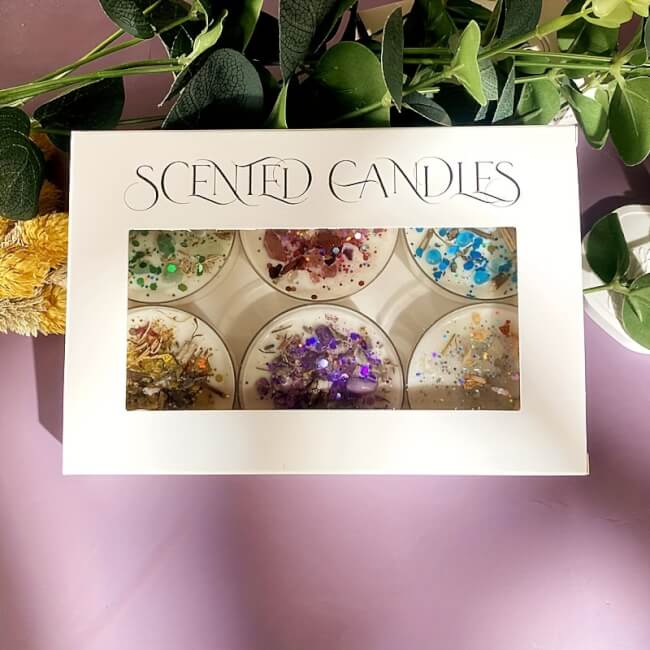 Image 1 Coffret Cadeau – 6 Bougies Parfumées à Fleurs Séchées en Cristal