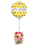 Vignette 1 Ballon Happy Smiley+Bouquet de rose de savon
