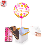 Vignette 1 Ballon Happy Birthday Rosé+Coffret de Rose de Savon