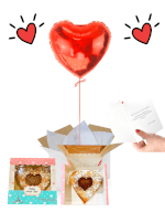 Vignette 1 Ballon Cœur Rouge à l’Hélium & Biscuit Cœur Fourré au Nutella