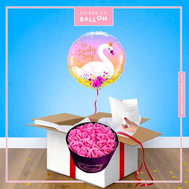 Image 1 Ballon Lovely Day + Bouquet de 19 Roses de Savon By Livrer un Ballon