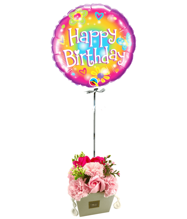 Image 1 Ballon Happy woodstock+Bouquet de roses de savon