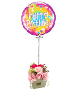 Vignette 1 Ballon Happy woodstock+Bouquet de roses de savon