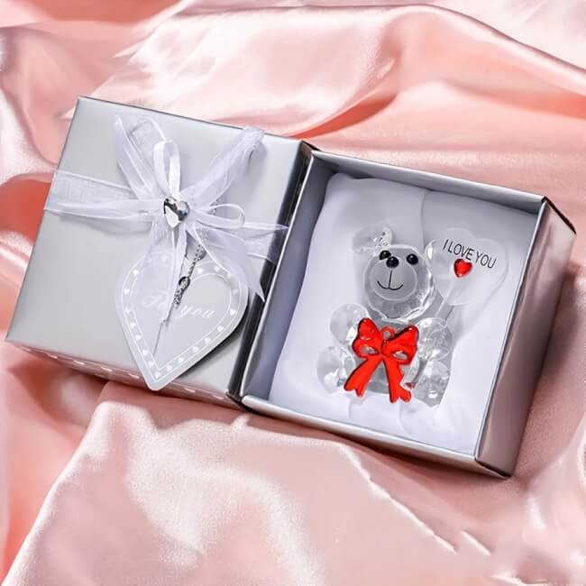 Image 1 Ours en Cristal– Un Message d'Amour Éternel