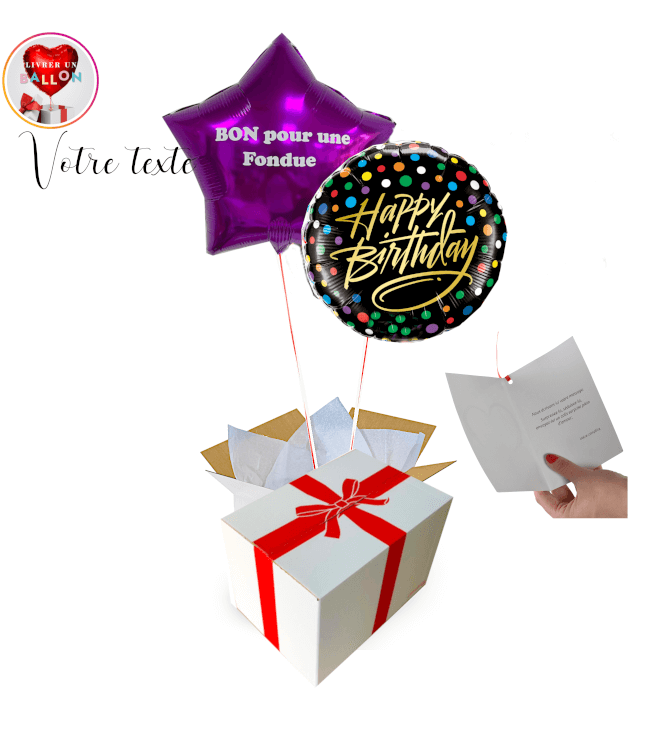 Image 1 Bouquet de 2 Ballon Happy Birthday+Ballon Etoile Violette à Personnaliser