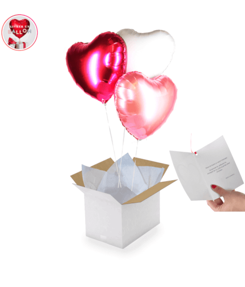 Bouquet de 3 Ballons Coeurs rose/blanc à personnaliser