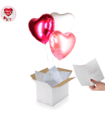 Vignette 1 Bouquet de 3 Ballons Coeurs rose/blanc à personnaliser