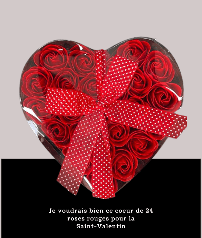 Image 1 Coeur de 24 roses rouges de savon