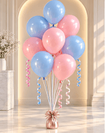 Bouquet de 8 ballons latex bleu et rose