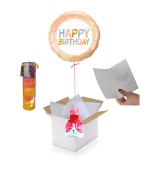 Vignette 1 Ballon Happy Birthday Rosé+Ballotin de Fraise Tagada+Bougie Happy Birthday Coco