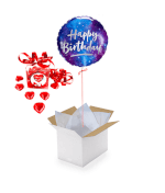 Vignette 1 Ballon Happy Birthday Astral+Ballotin de chocolat