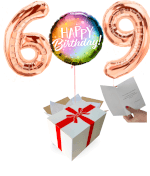 Vignette 1 Bouquet de Ballons Chiffre 69 + happy birthday solaire By Livrer un Ballon