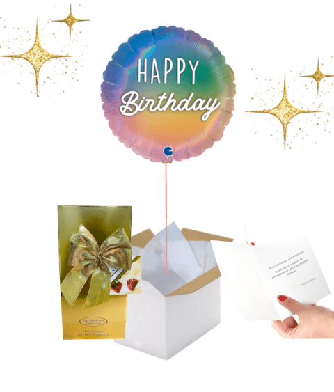 Ballon Happy Birthday Multicolore avec Chocolats
