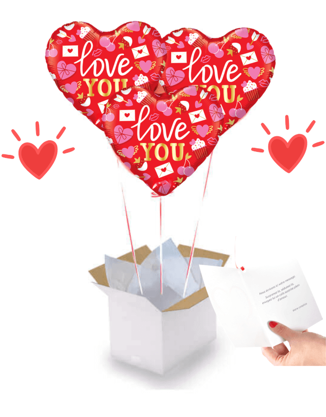 Image 1 Box Bouquet de 3 Cœurs “I Love You”