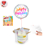 Vignette 1 Ballon Happy Birthday Argent+Bougie Parfumée"J'ai une copine en Or"